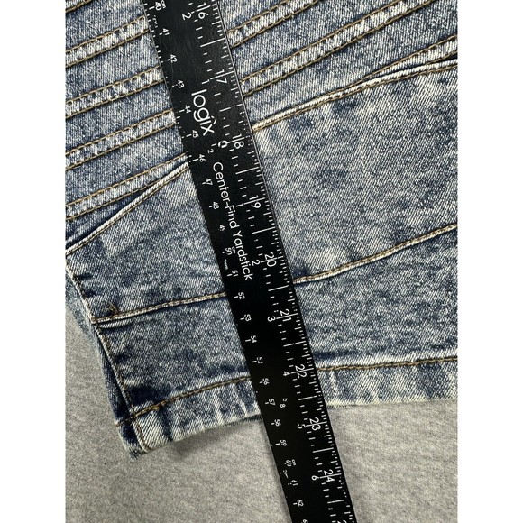 Rocawear Distressed Moto Jean Shorts Mens Size 38 STRETCH Slim Blue Y2k Grunge - Picture 6 of 6